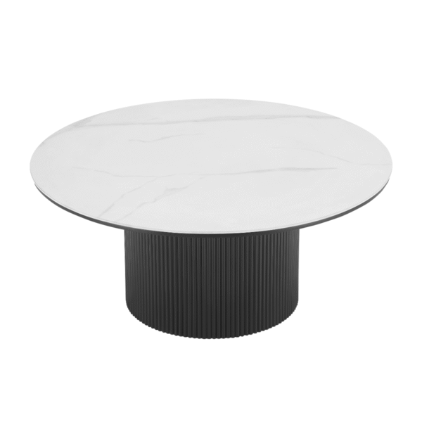 Osaka Round Japandi Marble Coffee Table, Black - Image 2