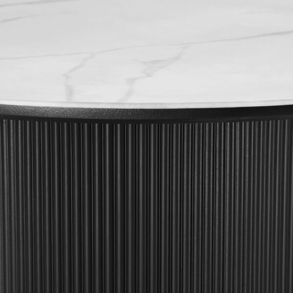 Osaka Round Japandi Marble Side Table, Black - Image 4