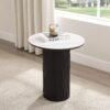 Osaka Round Japandi Marble Side Table, Black