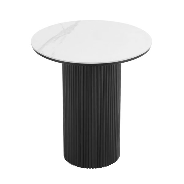 Osaka Round Japandi Marble Side Table, Black - Image 3