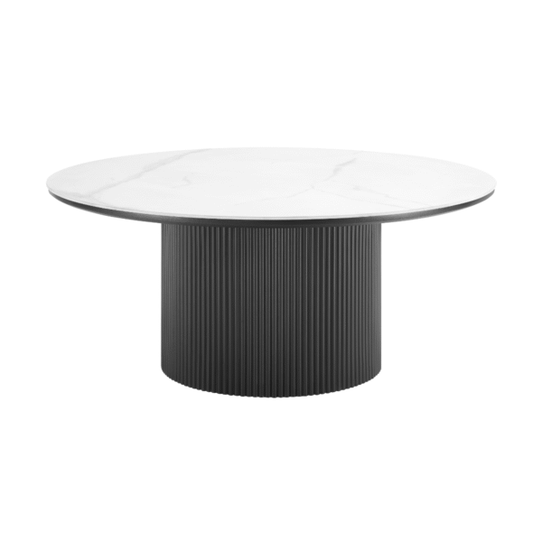 Osaka Round Japandi Marble Coffee Table, Black - Image 3