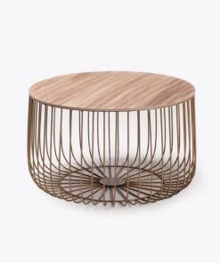 Enzo Large Cage Table Oak Top Gold Frame