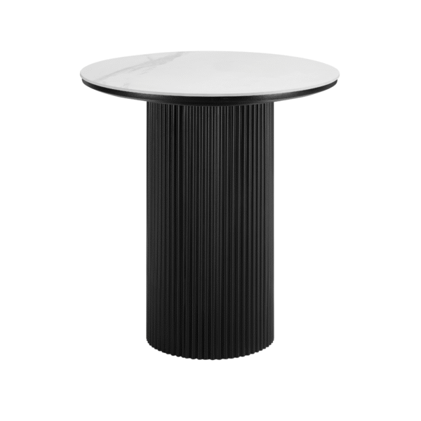 Osaka Round Japandi Marble Side Table, Black - Image 2
