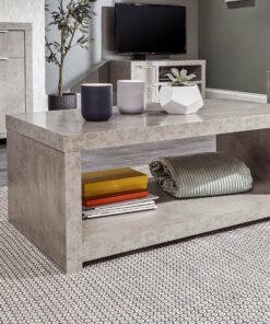 Bloc Coffee Table With Shelf Concrete