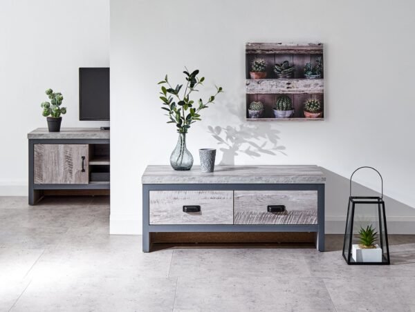 Boston 2 Drawer Coffee Table Grey